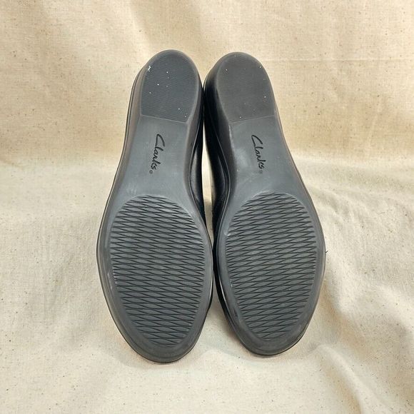 Clarks Collection Women 10 Black Leather Everlay Coda Slipon Casual Loafer Strap - Picture 4 of 8